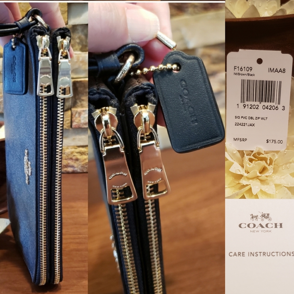 *LAST ONE!* NEW Coach LARGE Double Zip Wristlet - Picture 3 of 9